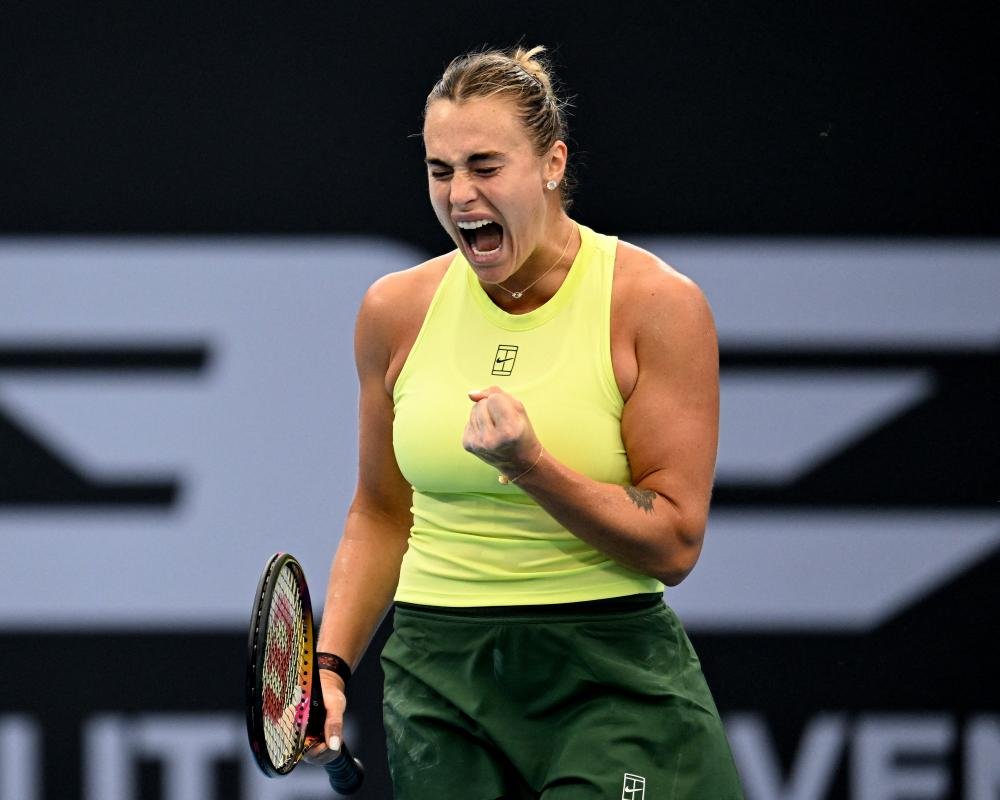 Aryna Sabalenka in Brisbane International action