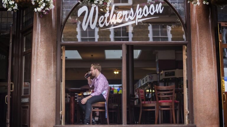 Wetherspoon pub exterior at Christmas
