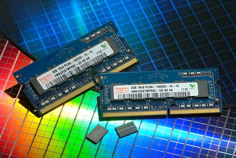 memory chips with us flag in background